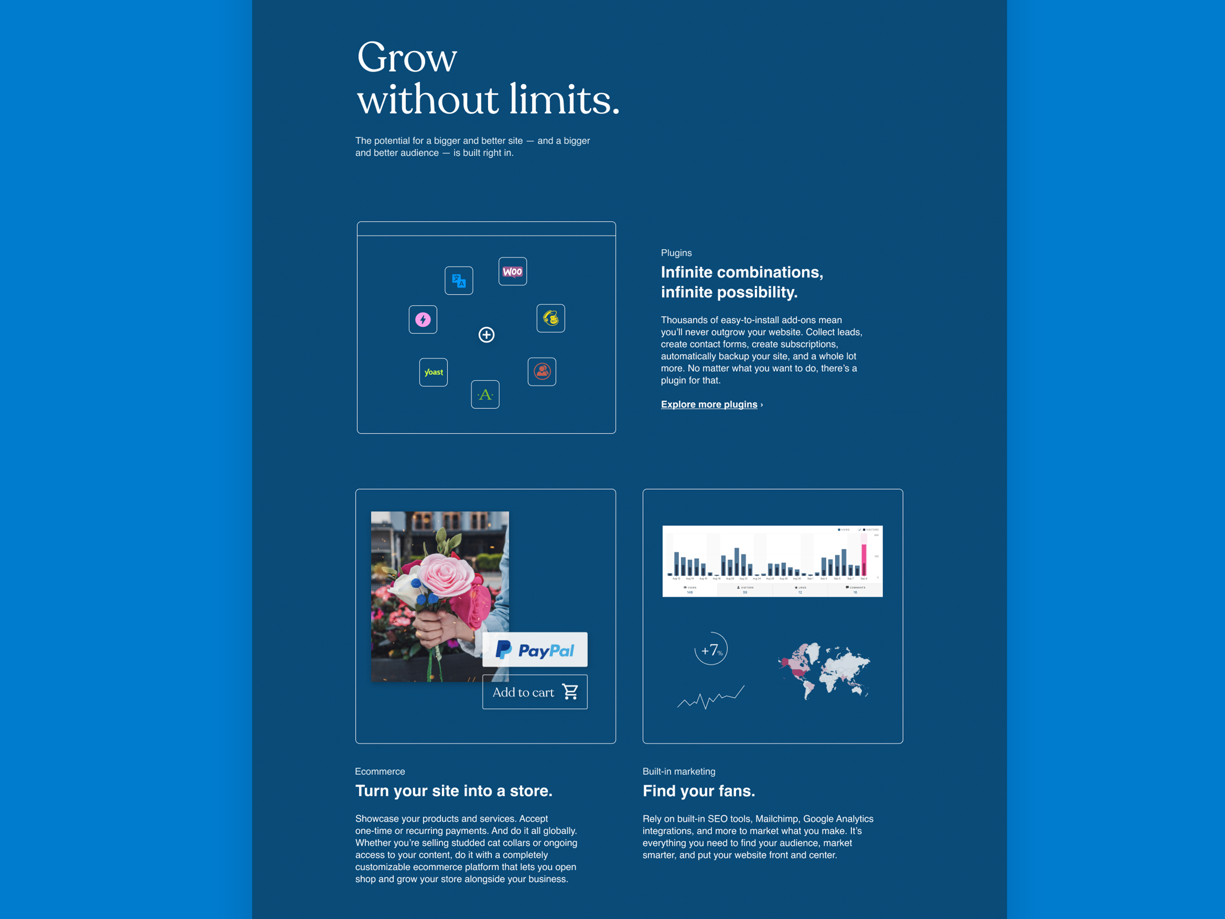WordPress.com homepage — grow section